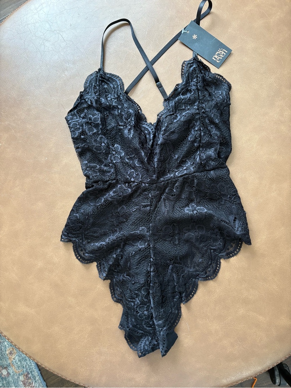 Black Lace Scalloped Teddy Bodysuit - Women Intimates